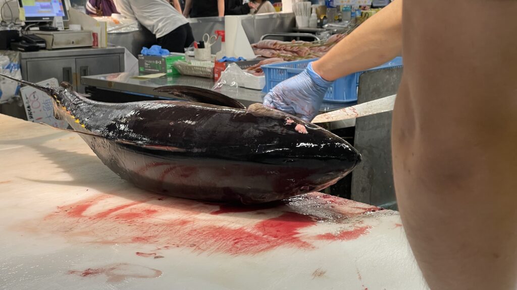 とれとれ市場　マグロの解体ショー