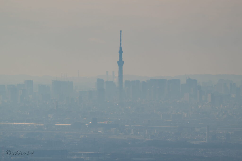筑波山から見る東京スカイツリー