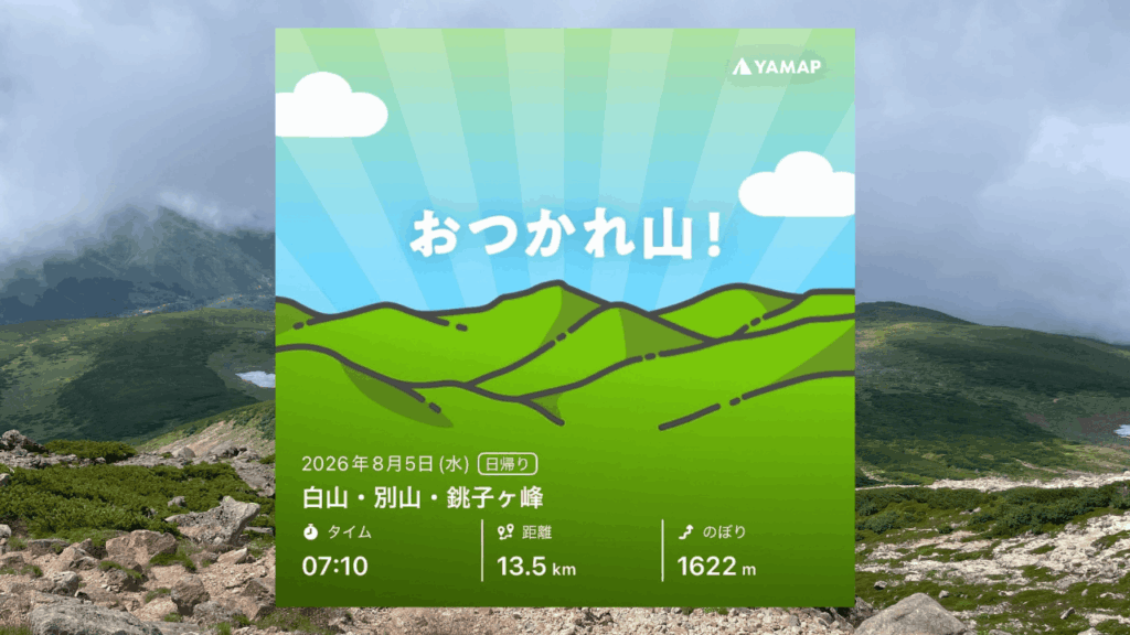 YAMAP　白山　結果
